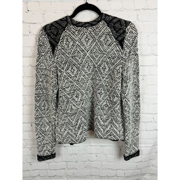 CHICO'S black white wool blend beaded crystal open front knit cardigan blazer M - Picture 8 of 9